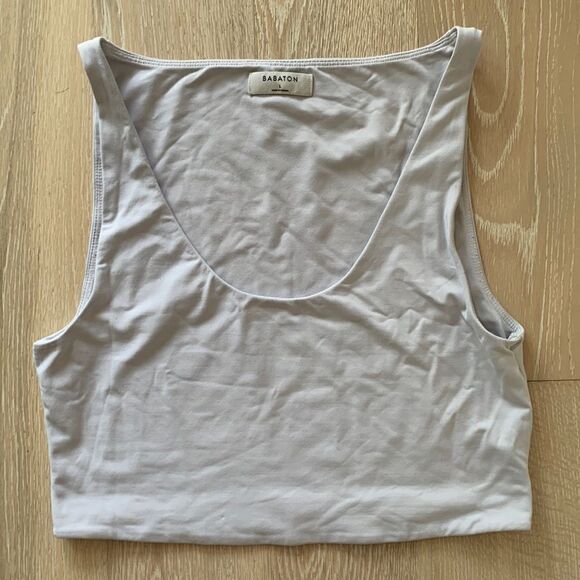 Babaton Contour Scoopneck Tank Crop Light Grey SzL - Picture 1 of 11